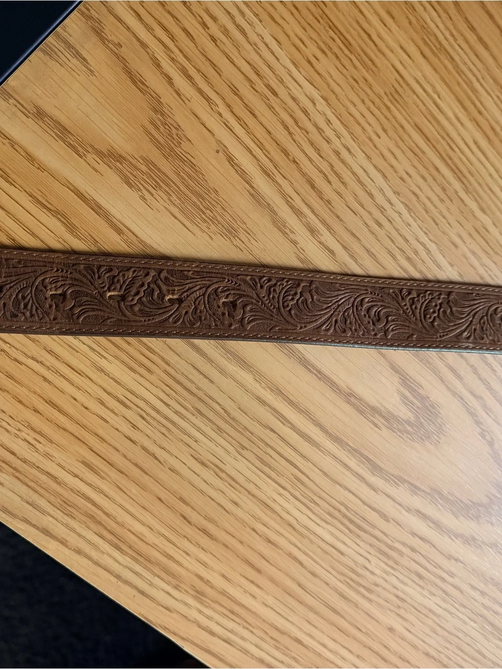 Tony Lama Brown Leather Belt with Silver Stamped Logo